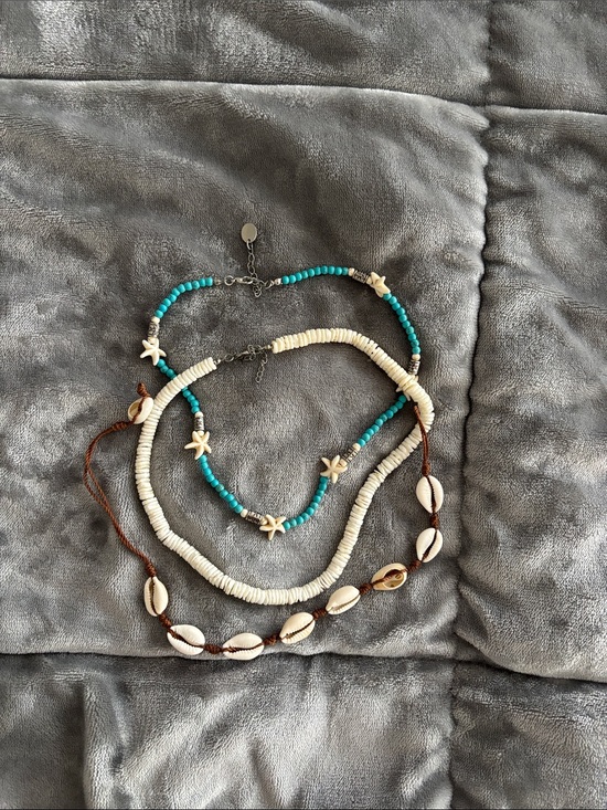 Ardene Jewelry - Ardene Turquoise & Cream Layered Shell Necklace Set